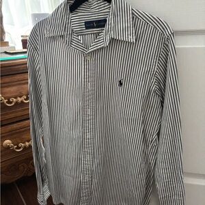 Ralph Lauren Men's Black and White Striped Shirt